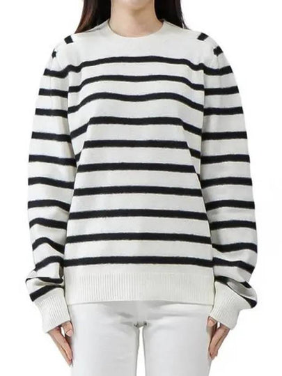 Women's Striped Knit Top White Black - SAINT LAURENT - BALAAN 2