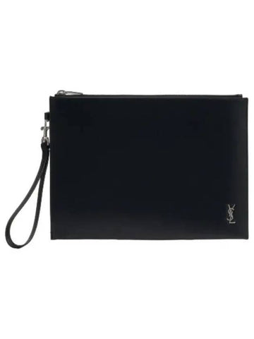 Mini Monogram Zipper Tablet Pouch Black Bag - SAINT LAURENT - BALAAN 1