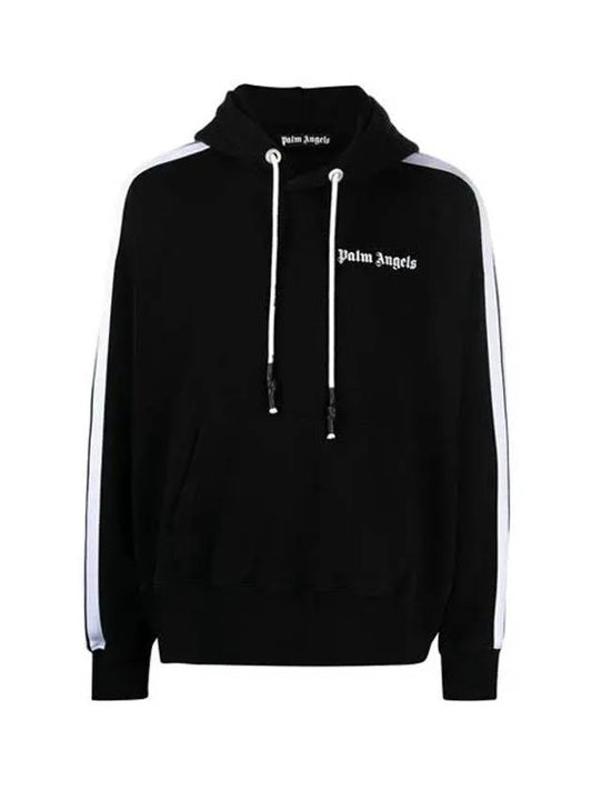 Logo Stripe String Hooded Sweatshirt Black Men PMBB058S21FLE009 1001 - PALM ANGELS - BALAAN 2