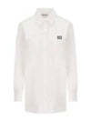 Chest Logo Populin Cotton Shirt White - MIU MIU - BALAAN 2