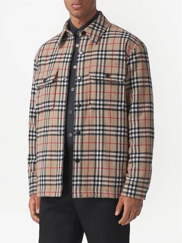 Vintage Check Wool Cotton Over Long Sleeve Shirt Archive Beige - BURBERRY - BALAAN 5