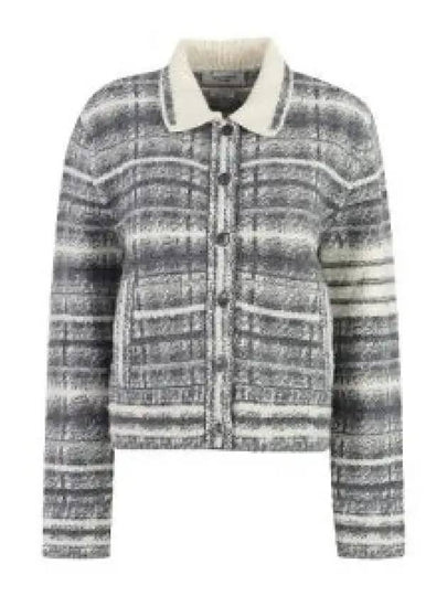 Tartan Check 4 Bar Cardigan Grey - THOM BROWNE - BALAAN 2