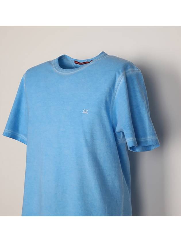 piece-dyed short sleeve t-shirt blue - CP COMPANY - BALAAN.