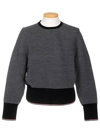 Crew Neck Striped Knit Top Navy - THOM BROWNE - BALAAN 2