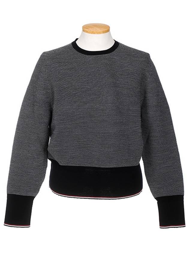 Crew Neck Striped Knit Top Navy - THOM BROWNE - BALAAN 3