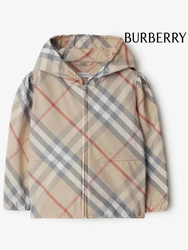 Kids Check Hooded Zip-Up Jacket Pale Stone - BURBERRY - BALAAN 3