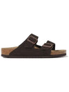 Arizona Suede Slider Slippers Dark Brown - BIRKENSTOCK - BALAAN 3