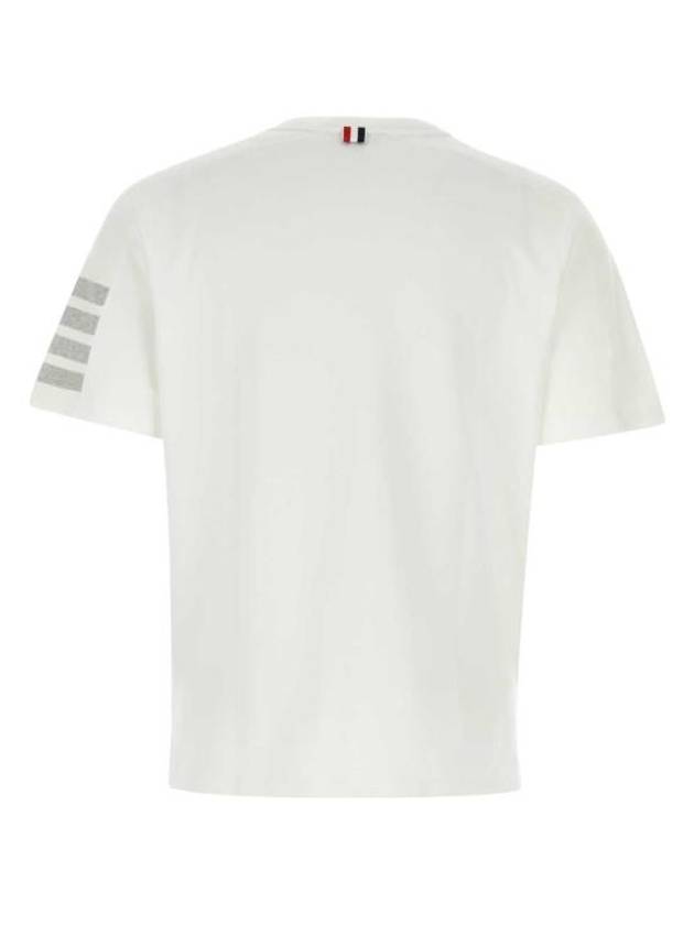 4-Bar Striped Cotton Short Sleeve T-Shirt White - THOM BROWNE - BALAAN 3