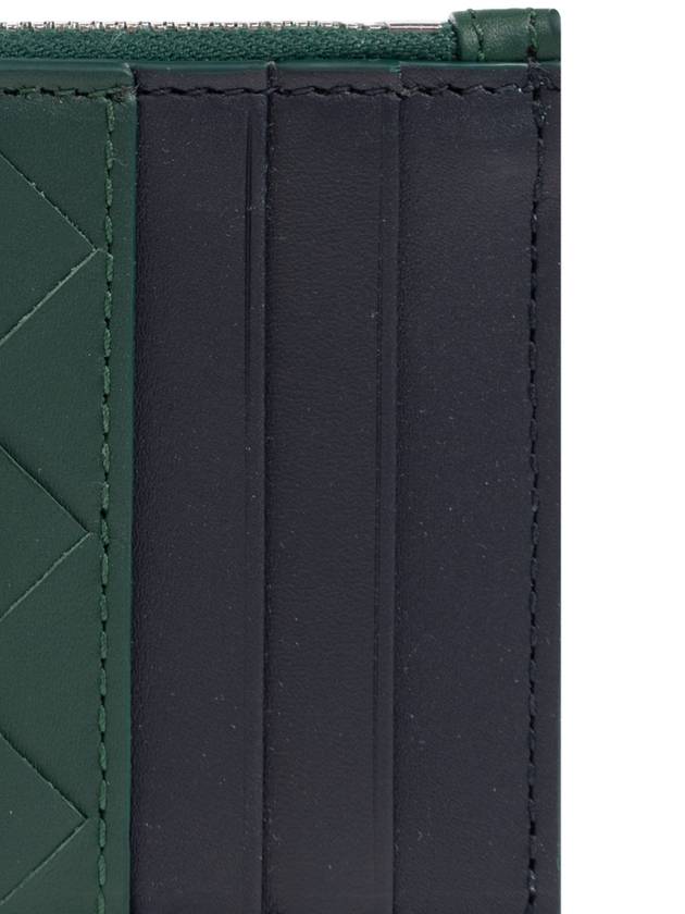 Intrecciato Zippered Leather Card Wallet Dark Green Navy - BOTTEGA VENETA - BALAAN 6