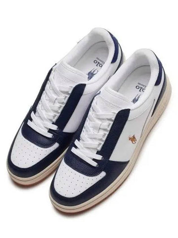 Polo Court Leather Low Top Sneakers White Navy - POLO RALPH LAUREN - BALAAN 1