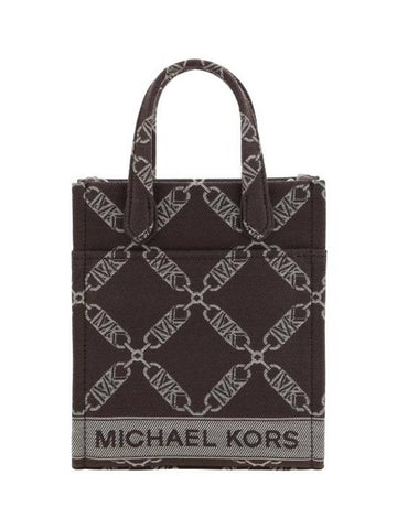 Gigi Extra Small Empire Logo Jacquard Cross Bag Chocolat - MICHAEL KORS - BALAAN 1