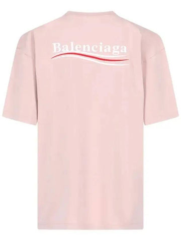 Wave Logo Political Campaign Large Fit Short Sleeve T-Shirt Pink - BALENCIAGA - BALAAN 1