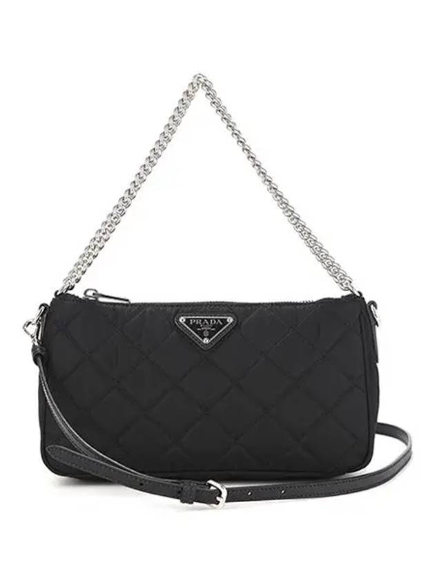 Tessuto Quilted Chain Shoulder Bag Black - PRADA - BALAAN 3