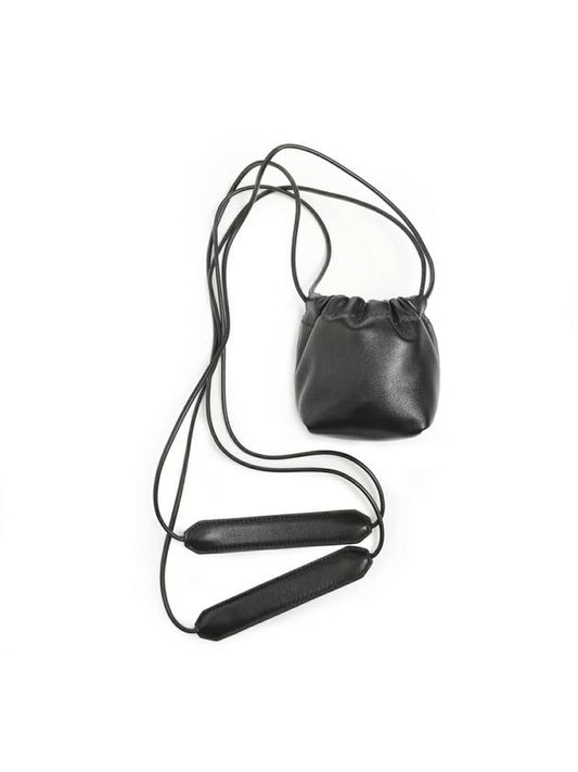 Dumpling Drawstring Calf Leather Mini Bag Black - JIL SANDER - BALAAN 1