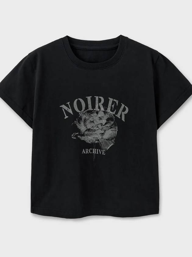 Archive Print Crop Short Sleeve T-Shirt Black - NOIRER FOR WOMEN - BALAAN 8