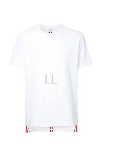 Men's Center Back Striped Short Sleeve T-Shirt White - THOM BROWNE - BALAAN 2