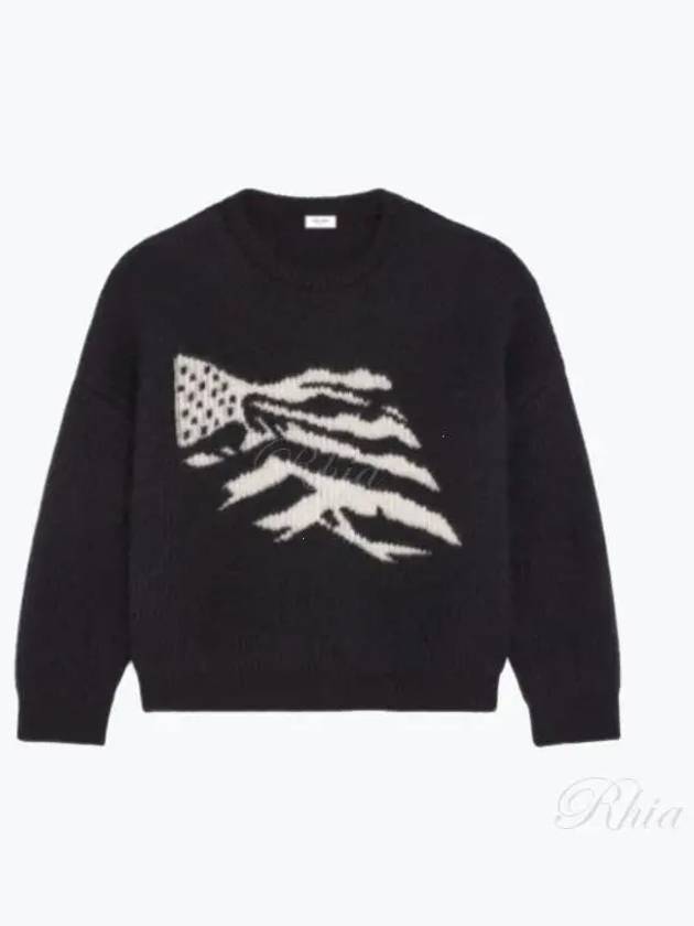 Flag Boxy Mohair Knit Top Black - CELINE - BALAAN 2