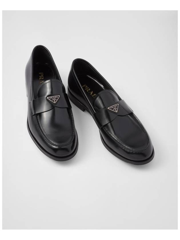 Brushed Leather Loafers Black - PRADA - BALAAN 3