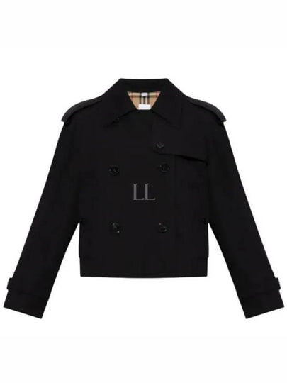 Double Breasted Crop Trench Coat Black - BURBERRY - BALAAN 2