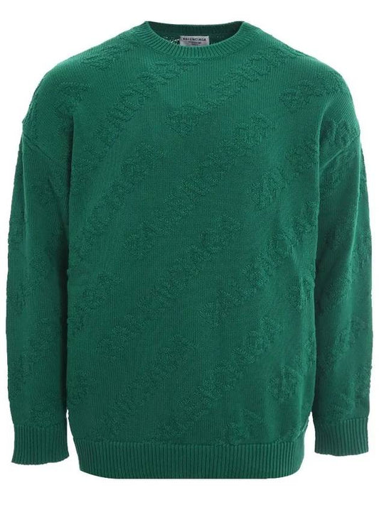 cotton jacquard logo knit green - BALENCIAGA - BALAAN.