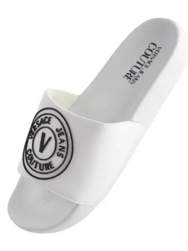 V Emblem Logo Slide Slippers White - VERSACE - BALAAN 2