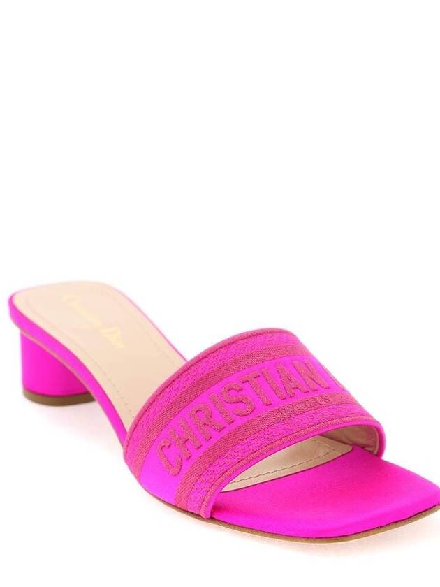 Dway Embroidered Satin Cotton Sandal Heels Rani Pink - DIOR - BALAAN 5