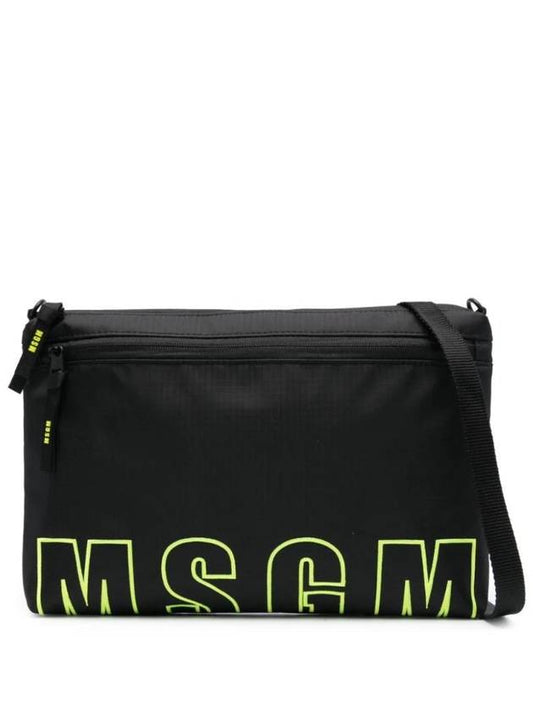 Embroidered Logo Ripstop Texture Cross Bag Black - MSGM - BALAAN 1