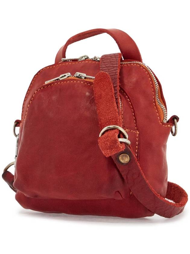 mini red leather backpack handcrafted with adjustable shoulder strap and front pockets - GUIDI - BALAAN 3