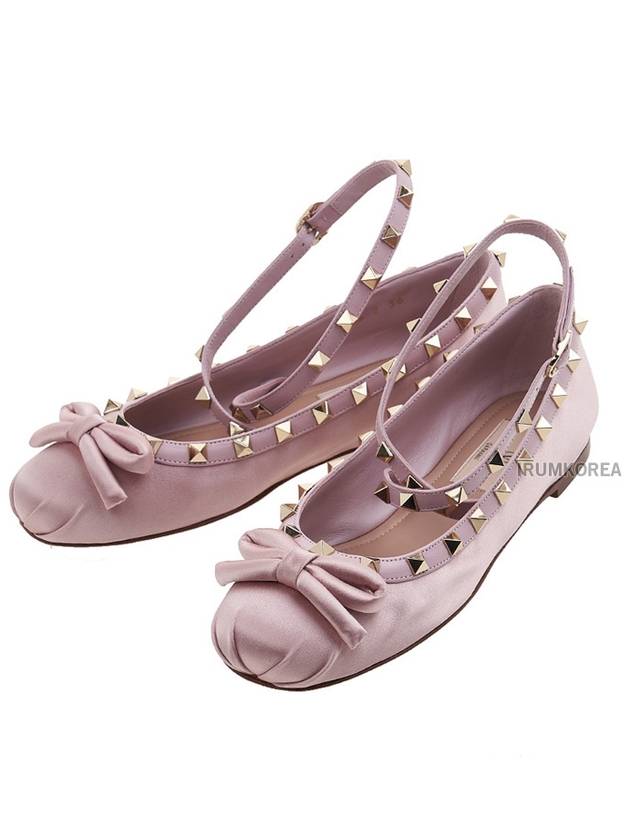 Rockstud Satin Ballerina Pink - VALENTINO - BALAAN 2