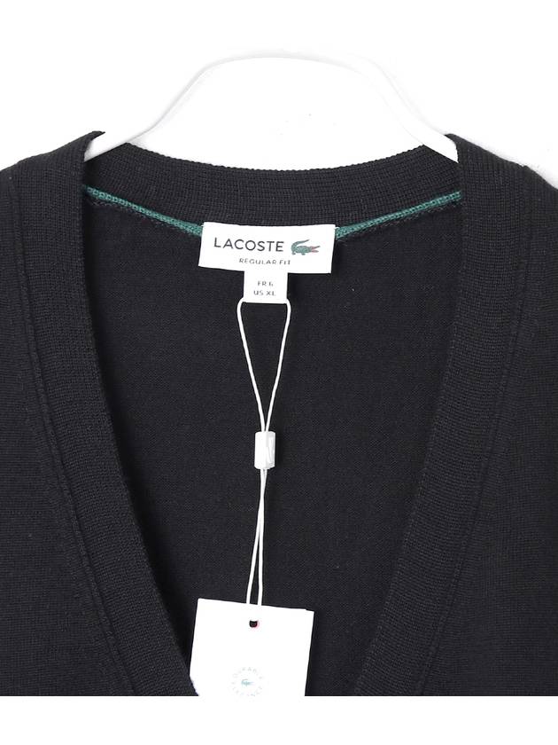 Vneck Wool Cardigan Black - LACOSTE - BALAAN 6