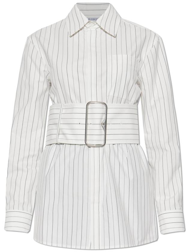 Burberry Shirt With Wide Belt, Women's, White - BURBERRY - BALAAN 1