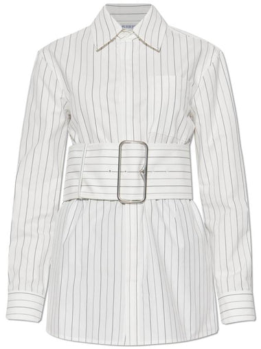 Burberry Shirt With Wide Belt, Women's, White - BURBERRY - BALAAN 1