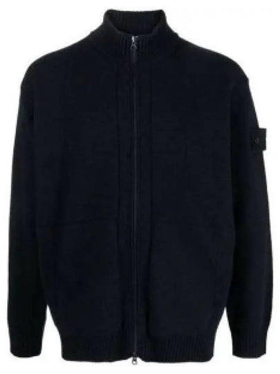 Ghost Logo Patch Knit Zip-Up Cardigan Navy - STONE ISLAND - BALAAN 2