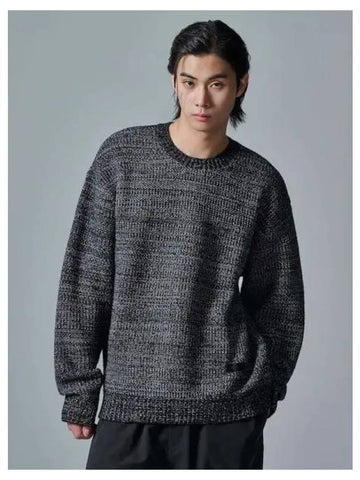 Rib tissue multimix pullover knit crew neck black domestic product GM0024051433245 - JUUN.J - BALAAN 1