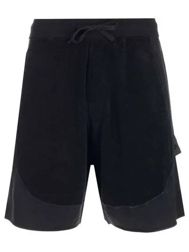 Cotton Terry Garment Dyed Shorts Black - STONE ISLAND - BALAAN 2