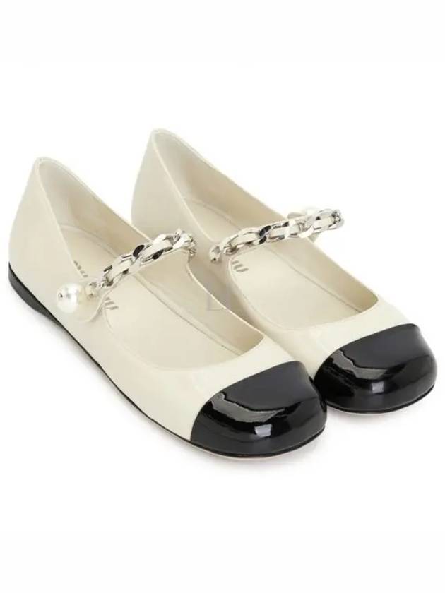 Miu Miu Patent Leather Ballerina Flats Ivory - MIU MIU - BALAAN 2