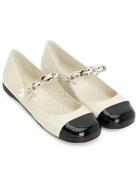 Patent Leather Ballerina Ivory - MIU MIU - BALAAN 2