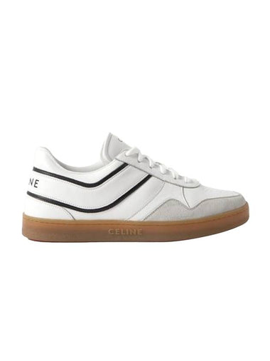 Trainer Suede Calfskin Lace-Up Low Top Sneakers White - CELINE - BALAAN 1