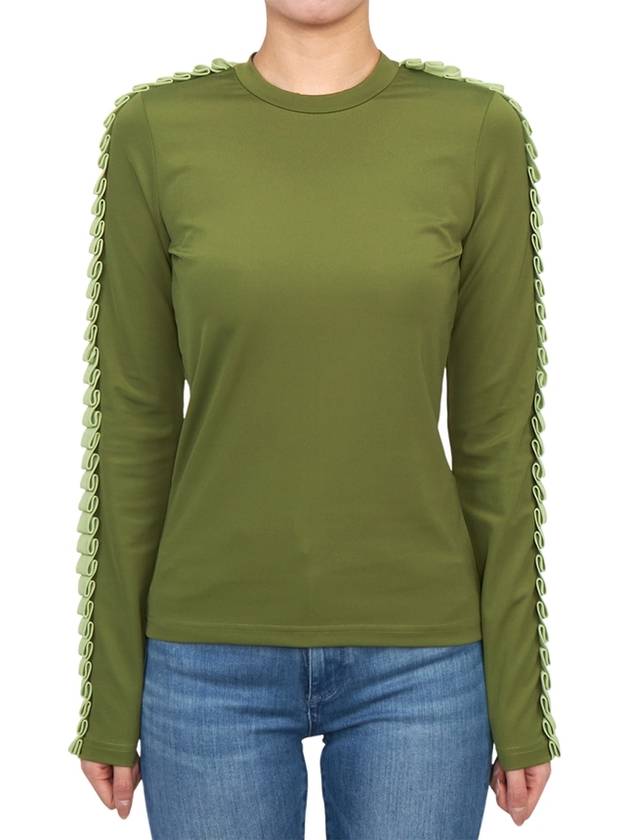 Pleated Trim Long Sleeve T-Shirt Green - JW ANDERSON - BALAAN 4