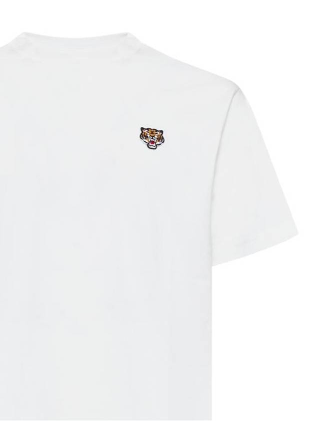 Lucky Tiger Embroidered Classic Short Sleeve T Shirt Off White - KENZO - BALAAN 4