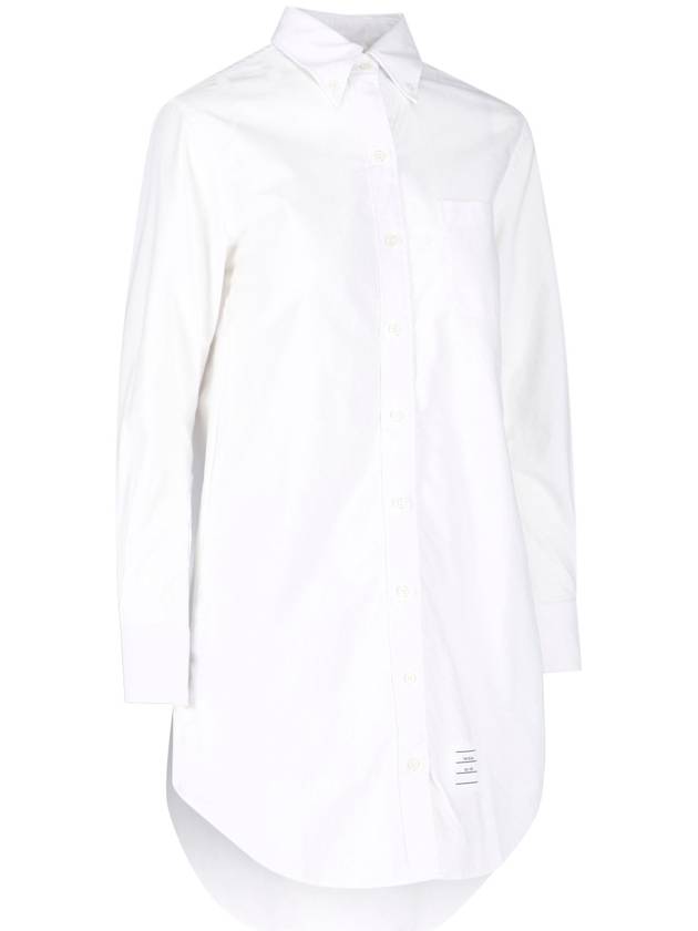 Women's Hidden Oxford Shirt Long Dress White - THOM BROWNE - BALAAN 3