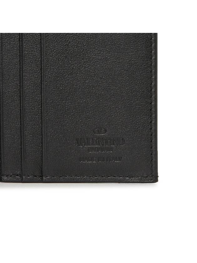 V Logo Signature Leather Card Wallet Black - VALENTINO - BALAAN 8