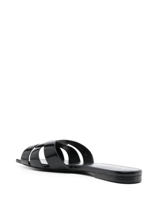 Tribute Leather Slippers Black - SAINT LAURENT - BALAAN 5