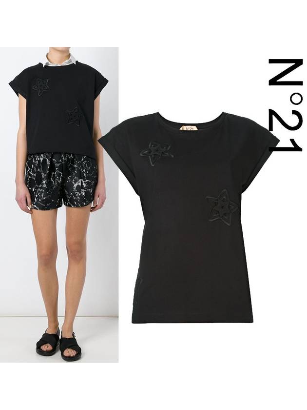 Embroidered Short Sleeve T-Shirt Black - Nº 21 - BALAAN 2