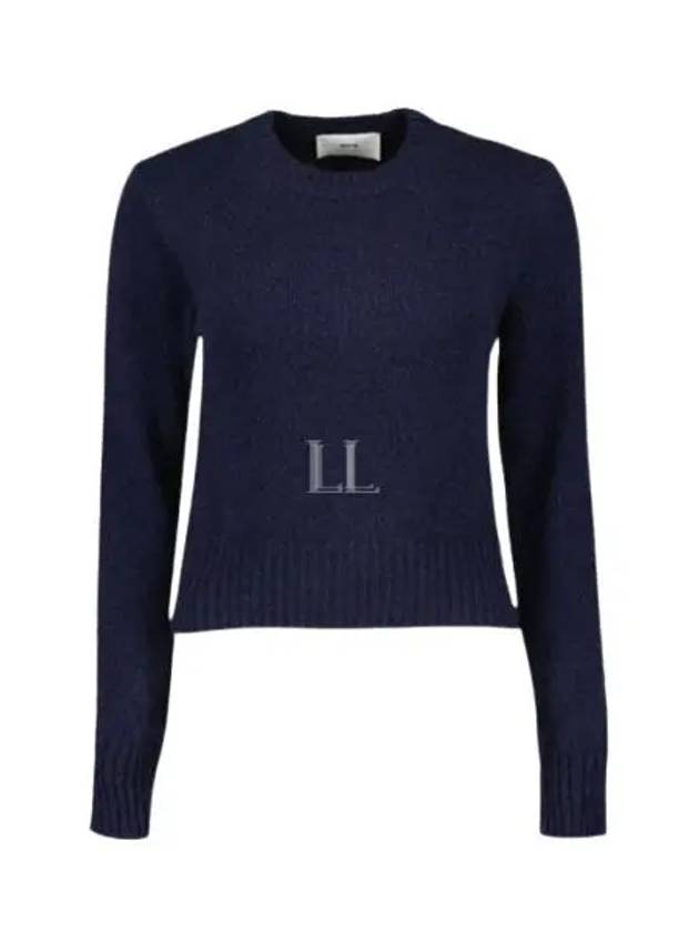 Heart Logo Cashmere Knit Top Navy - AMI - BALAAN 2