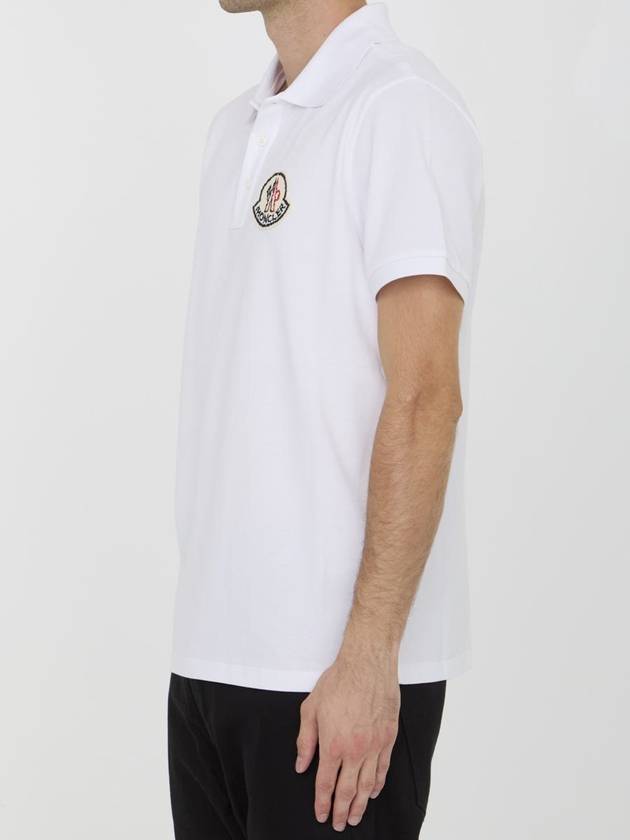 Logo Patch Cotton Polo Shirt White - MONCLER - BALAAN 3