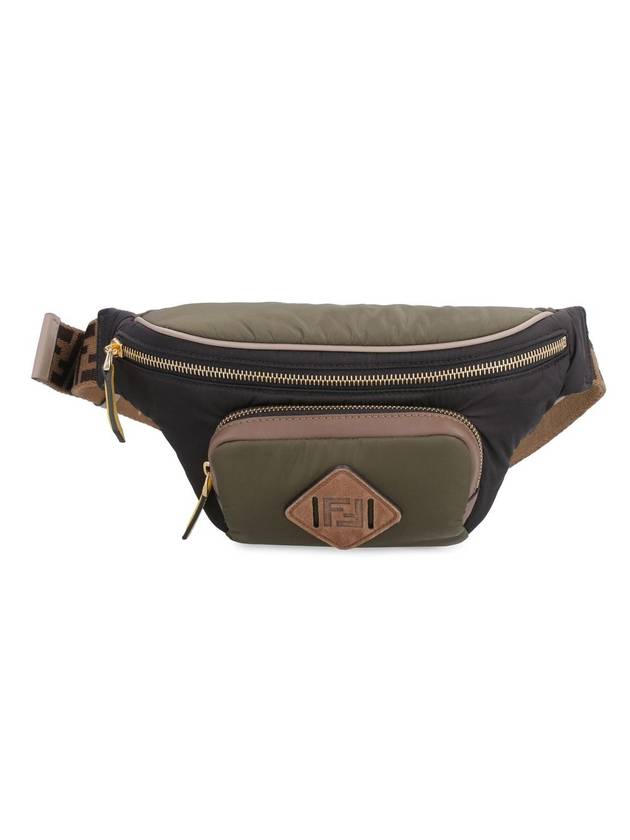 FF Logo Patch Nylon Belt Bag Khaki - FENDI - BALAAN 1