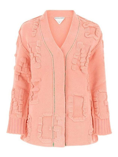 logo lettering embossing detail cardigan pink - BOTTEGA VENETA - BALAAN 1