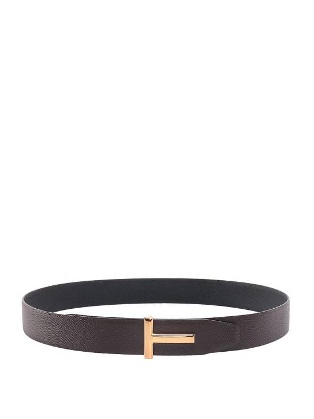 T Buckle Reversible Leather Belt Chocolate Black - TOM FORD - BALAAN 2