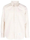 Men's Flannel Back Stripe Straight Fit Cotton Long Sleeve Shirt Beige - THOM BROWNE - BALAAN 2